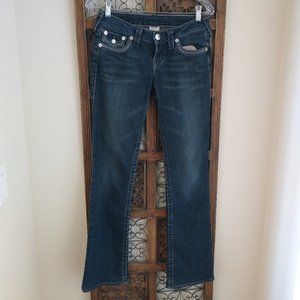 Women's size 26 True Religion low-rise, long bootcut jeans